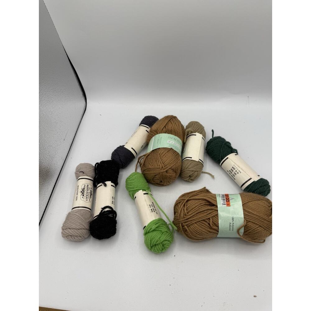 Lot of 7 Skeins Needlepoint Yarn Wool Blend & Polyester Mixed Colors